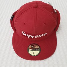 As Shown, 100% Authentic, I Purchased This Direct From Site For My Son Who Has Never Worn This Hat. My Photos Are Part Of The Description So Please View All Photos And Ask Questions Prior To Purchase. Color: Dark Red Sz 7.25in, Fleece Type Of Material. Supreme Wool Hat, Supreme Bucket Hat, Supreme Hat, Corduroy Bucket Hat, Supreme Accessories, New Era Hat, Vintage Trucker Hats, Fleece Hat, Designer Streetwear