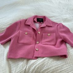 Work Once! Amazing Jacket Size 38 Cropped Jacket, Crop Jacket, Varsity Jacket, Jackets & Coats, Jackets For Women, Outfit Inspo, Pink, Women Shopping, Color