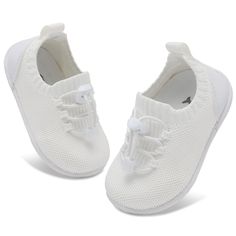 PRICES MAY VARY. Soft Knit Upper：Knitted Mesh Upper offers comfort and air permeability, has excellent breathability, moisture wicking function, and keep baby's feet dry and odorless. Super Soft, Breathable and Comfortable fit all the year. Rubber Sole & High Top Grip：Rubber traction sole and extra high grip provide excellent ankle support, avoid sliding slipping, a perfect baby first walking shoes. Easy Wear：One adjustable slide buckle design, easy to put on and off, make sure the shoes are tig Baby First Walking Shoes, Infant Sneakers, Newborn Crib, Baby Walking Shoes, Crochet Baby Shoes, Cute Sneakers, Walker Shoes, Walking Sneakers, Ankle Support