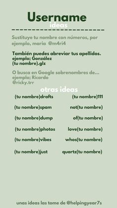 a green poster with the words username in spanish and an image of a person's face