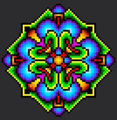 an image of a cross stitched design in the shape of a flower on a black background