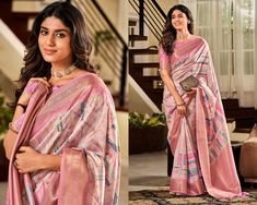 Bring an exotic flair to your attire with this beautiful fancy saree drape, exclusively designed and curated with a smooth flow, and weaving handloom border and on pallu! Wear it as you want and glam your party look. The unstitched blouse can be customized upto 44 inches. Do Note: All the accessories shown are for styling purpose only. Slight color variation may occur due to photographic reasons. Fall and Pico : Done Draping Saree(Ready to wear) : On Request Extra Charges Occasion : Bridal Wear, Wedding, Party, Pooja Function, Festival, Navratri, Diwali, Eid, Durga Pooja, Ganesh Chaturthi, Reception Includes : 1 Saree, 1 Blouse Saree Length : 5.5 meter Blouse Piece : 0.80 meter Type: Handllom Weaving Silk & Digital Printed Saree Saree Fabric: Handloom Silk Blouse Fabric: Handloom Silk Sare Elegant Handloom Saree For Reception, Bollywood Style Handloom Saree For Reception, Festive Handloom Saree For Reception, Reception Handloom Art Silk Saree, Multicolor Saree With Zari Weaving For Reception, Draping Saree, Saree Ready To Wear, Durga Pooja, Saree Drape