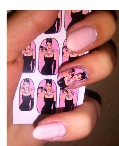 AUDREY HEPBURN Breakfast At Tiffany's NAIL decals by chachacovers, 5.00 Tiffany nails, Sassy Audrey Hepburn Nails, Tiffany Nails, Audrey Hepburn Breakfast At Tiffanys, Color For Nails, Sassy Nails, Breakfast At Tiffany's, Hepburn Style, Great Nails, Breakfast At Tiffanys