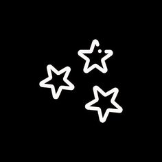 three white stars on a black background, with one star in the middle and two are smaller