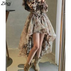 Fairy Dresses For Women, Korean Princess, Floral Fairy, Floral Evening Dresses, Midi Party Dress, Fairy Dresses, Puff Dress, Casual Party Dresses, Kawaii Dress