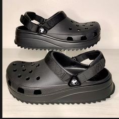 Size 12 W 11m Black Hiker Crocs Brand New With Tags . Black Crocs, Crocs Black, Women's Crocs, Crocs Shoes, Sock Shoes, Size 12, Socks, Women Shoes, Brand New