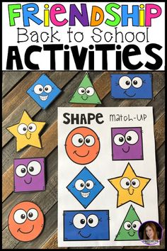 the back to school activities for kids that include shapes, numbers and shapes with text