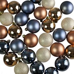 a pile of shiny and shiny christmas ornaments