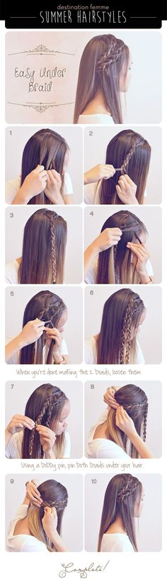 Long Summer Hair, Hair Braid Diy, Braided Hairdo, Hair Tutorials Easy, Easy Braids, Braided Hairstyles Tutorials