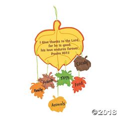 an ornament with the words, i give thanks to the lord for his grace