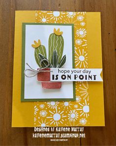 a close up of a card with a potted plant on it and the words hope your day is on point