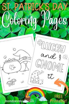 st patrick's day coloring pages for kids with shamrock leaves and rainbow in the background