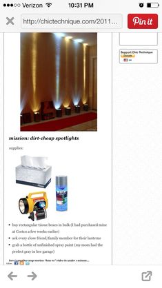 an image of a website page with lights on the wall and other items below it