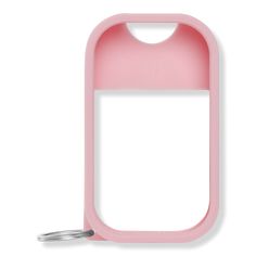 a pink phone holder with a metal clip