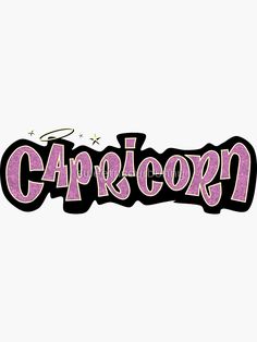 the word capricorn written in pink and black