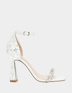 DEAN IVORY Rhinestone Heels | Women's Heels – Betsey Johnson Heels White, Bridal Heels, Rhinestone Heels, Life Of The Party, White Heels, Women's Heels, 4 Inch Heels, The Dance, Dance Floor