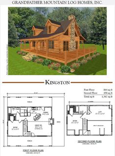 the floor plan for a log cabin with lofts and living quarters is shown in this image