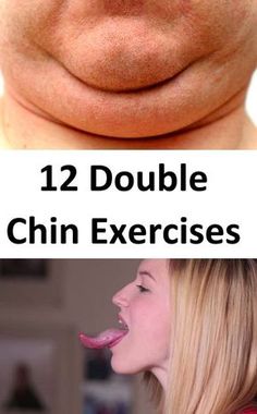 two pictures with the words double chin exercises on them and an image of a woman sticking her tongue out