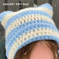 This is the crochet pattern (PDF), NOT the physical product! ☆  For the physical beanie, please check out the "Custom Crochet Cat Ear Beanie Hat" listing on my shop.  ★ This pattern is beginner friendly! The only stitches and techniques used are chains, slip stitches, double crochets and foundation double crochet chains (for fdc, a tutorial is linked if needed). This pattern does not teach you how to crochet or how to do the stitches, it just gives you instructions on how to make the beanie! ★ Materials you will need - Around 150 meters/165 yards of any weight 4 (arcylic) yarn - 4.5 mm hook - Yarn needle - Measuring tape (Different weights of yarns should also be able to work with this pattern and the recommended hook!) ★ The pattern is made to measure, which means you can make the beanie Cat Beanies, Foundation Double Crochet, Crochet Chains, Crochet Cat Ear Beanie, Cat Ear Beanie, Crochet Cat Hat, Ear Beanie, Chat Crochet, Cat Ears Hat