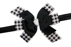 WD2U Girls Black & White Buffalo Plaid Woodland Lumberjack Hair Bow Headband The Perfect Combination of Black & White! New Deluxe White Buffalo Plaid Woodland Hair Bow on Stretch Headband Black & White Buffalo Plaid Print Bow with Contrasting Green GrosGrain Ribbon Bow and Knotted Center Measures Approximately 4 1/2" by 3 1/2" & Ribbon Edges are Heat Sealed to Prevent Fraying Attached Well to a Comfortable Elastic Stretch Headband; Band Measures Approximately 12" Unstretched and 22" Fully Stretc Grosgrain Ribbon Bows, Headband Black, Bow Headband Hairstyles, Stretch Headband, White Buffalo, Girls Black, Lumberjack, Ribbon Bow, Plaid Print