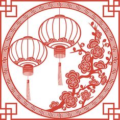 chinese paper cut art with lanterns and flowers on white background - lantern stock illustrations, clip art, cartoons, & icons