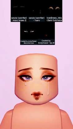 an animated image of a woman's face with tears on her eyes and eyebrows