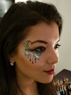 Masquerade Mask Makeup, Face Paint Designs, Masquerade Makeup, Eye Face Painting, Glitter Face Paint, Festival Face Paint, Adult Face Painting, Festival Makeup Glitter, Eye Designs