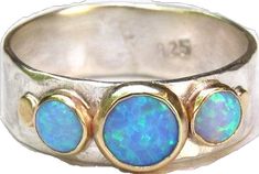 Unique Blue Multi-stone Opal Ring, Unique Opal Ring With Bezel Setting For Anniversary, Opal Ring Silver, Engagement Ring Blue, Blue Opal Ring, Unique Engagement Ring, Ring Blue, Unique Engagement, 14k Gold Ring