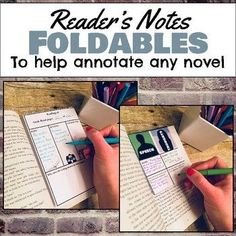 a book cover for reader's notes foldables to help annotate any novel