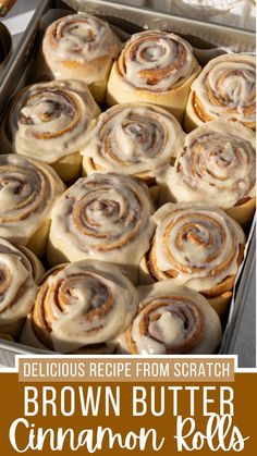 These brown butter cinnamon rolls are the perfect Fall twist on one of my favorite recipes! Brown butter is used in both the dough and filling, and of course, it's all topped with a brown butter cream cheese icing. It's a drool-worthy combination that's sure to become a Fall staple! Different Cinnamon Rolls, Chocolate Cinnamon Rolls Homemade, Specialty Cinnamon Rolls, Cinnamon Rolls Flavor Ideas, Brown Butter Cinnamon Rolls, Cinnamon Rolls Flavors, Cinnamon Rolls Homemade Recipe, Butter Cream Cheese Icing, Copycat Cinnabon Cinnamon Rolls