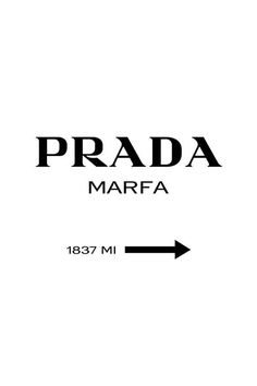 the prada marfa logo with an arrow pointing to it