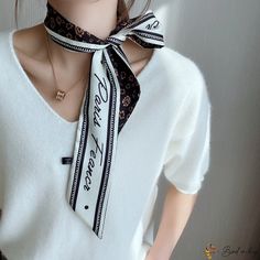 Bird In Bag - Black and white double-sided pointed small floating ribbon female silk scarf simulation silk twill neck scarf Pin hair band Pin Hair, Scarf Pin, Neck Scarf, Silk Twill, Neck Scarves, Bird In Bag, Olivia Mark, Hair Band, Silk Scarf