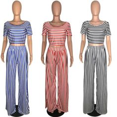 Stripe shirt with stripe wide leg pants set Striped Sets For Spring Loungewear, Striped Loungewear Sets For Summer, Striped Summer Loungewear Sets, Trendy Striped Sets For Spring, Striped Sets For Summer Loungewear, Casual Blue Two-piece Bottoms, Casual Blue Two-piece Bottoms Set, Striped Short Sleeve Sets For Spring, Casual Spring Matching Pant Set