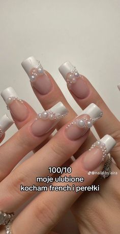 Bridal Nail Designs, Bridal Nail, Blush Nails, Classy Acrylic Nails, Pearl Nails, Soft Nails, Kawaii Nails, Bridal Nails, Minimalist Nails