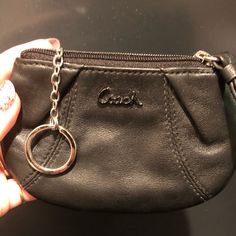 Soft Black Leather Coin Purse Coach Script Logo In Black Silver Hardware, Key Ring Attachment Inside Exterior Slip Pocket And One Zip Pocket Grey Silk Lining Brand New Without Tags. Never Used, Been Sitting In My Closet For A Few Years Chic Coach Coin Purse For Everyday Use, Coach Black Coin Purse For Everyday, Chic Coach Coin Purse, Black Coach Coin Purse, Chic Black Coin Purse With Zipper, Ashley Black, Purse Coach, Line Branding, Leather Coin Purse