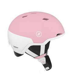 a pink and white helmet on a white background