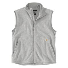 When the weather shifts on the job, this men's fleece vest is easy to zip on and off. It's extra long in the back, so you can bend and move in comfort. Zip pockets secure essentials. A relaxed fit gives you plenty of room to move. The Carhartt label lets you know it's durable. Features7.3-ounce, 100% polyester textured fleeceRelaxed fitMock neck collar with full-length zipperDrawcord-adjustable droptail hemFront handwarmer pocketCenter back length (medium, regular length): 29"Country of Origin: Imported | Carhartt Men's Polyester Full-Zip Relaxed Fit Fleece Vest | Heather Gray | XL Men's Fleece Vest, Mens Fleece Vest, Relaxing Reading, Shop Icon, Fleece Vest, Mens Fleece, Carhartt Mens, Move In, Workout Jacket