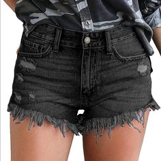 New In Bag (Didn’t Come With A Tag) Black Shorts. Never Worn! Casual Denim Shorts, Denim Pattern, Ripped Jean Shorts, Denim On Denim, Shorts Fit, Stretch Denim Shorts, Denim Patterns, Daisy Dukes, Hot Shorts