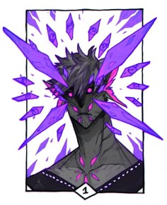 an anime character with purple hair and spikes on his head