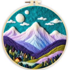 Needle Felting kit - Purple Mountain Needle Felting Tools, Wool Painting, Needle Felting Supplies, Art & Craft Kit, Felt Embroidery, Needle Felting Kits, Needle Felting Projects, Embroidery Hoop Art, Craft Set