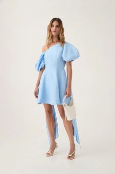 Arista Tulip Sleeve Mini Dress | Powder Blue | Aje – Aje ROW White Dress Spring, Powder Blue Color, Tulip Sleeve, Women's Outfits, Knit Jumpsuit, Clothes Ideas, Black Cocktail Dress, White Maxi Dresses, Mini Dress With Sleeves