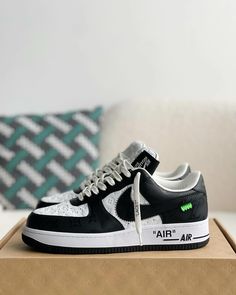 This meticulously crafted tribute to the iconic Air Force 1 silhouette blends premium black leather with crisp white accents. A cushioned sole delivers all-day comfort, while the sleek design elevates any look. Disclaimer: This is a high-quality replica inspired by iconic designer footwear. Modern Nike Air Force 1 Lace-up With Branded Insole, Modern Custom Sneakers With Perforations For Streetwear, Urban Custom Sneakers For Streetwear, Urban Custom Sneakers With Perforations For Streetwear, Nike Air Force 1 Leather With Perforations For Streetwear, Nike Air Force 1 Sporty With Perforations For Streetwear, Nike Air Force 1 With Perforations For Streetwear, White Leather Nike Air Force 1 With Contrast Sole, Modern Nike Air Force 1 Leather For Streetwear