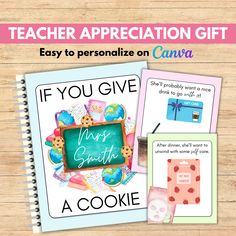 a teacher appreciation gift for her students on the back of their book, and in front of