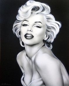 a drawing of marilyn monroe in black and white