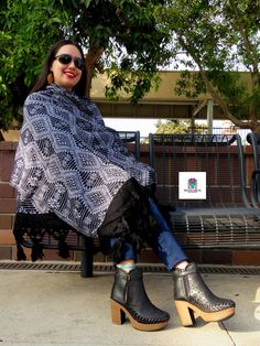 "Handmade mexican rebozo, very cozy and perfect for this coming winter. 100% Made in mexico Colors are wow!! A must to have in your wardrobe. Measurements: L76\" H28\" We don't accept returns in this item, only exchanges." Mexican Shawl, Mexico Colors, Mexican Sandals Huaraches, Mexican Rebozo, Mexican Sandals, Wardrobe Measurements, Huarache Sandals, Shawls And Wraps, Wrap Around