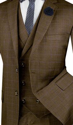 Step into an arena of understated elegance with the ElegantEcho Collection's Taupe suit. This 3-piece ensemble, incorporating a single-breasted 2-button jacket and a stylish notch collar vest, is your passport to a world of sophistication and comfort. The classic fit guarantees ease of movement, while the contemporary glen plaid pattern on the flat front pants is a nod to modern fashion trends. Be it a wedding or a corporate gathering, this luxurious wool feel suit is your ideal choice for a ref Radiate Confidence, Collar Vest, Plaid Suit, Flat Front Pants, Glen Plaid, Button Jacket, Fitted Suit, Notch Collar, 3 Piece Suits