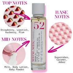 No 52 Sweet Strawberry Milk, Miim Miic Sweet Strawberry Milk, Soft Sweet Perfume, Strawberry And Cream Perfume, Strawberries And Cream Perfume, Strawberry Cream Perfume, Strawberry And Vanilla Perfume, How To Smell Like Strawberry Milk, Commodity Milk Perfume