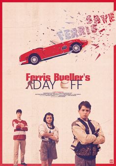 the movie poster for ferris's bulletr's day off is shown in red