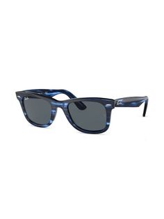 Ray-Ban Original Wayfarer square-frame Sunglasses - Farfetch Casual Blue Wayfarer Sunglasses, Luxury Blue Wayfarer Sunglasses, Gray Wayfarer Sunglasses With Gradient Lenses, Modern Blue Rectangular Sunglasses, Luxury Blue Square Frame Sunglasses, Ray Ban Original Wayfarer, Ray Ban Sunglasses, Sunglass Frames, Square Frames