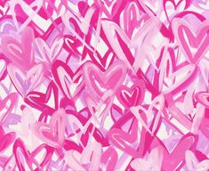 many hearts are painted in pink and white